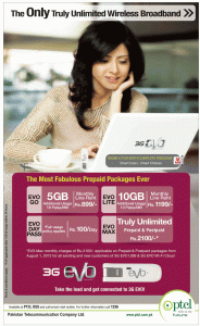 PTCL 3G EVO USB Prepaid Packeges