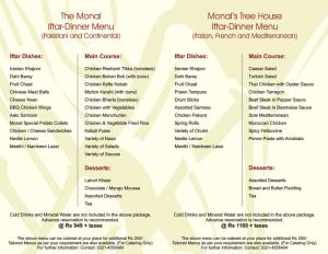 The Monal's Ramadan Iftar-Dinner Deal 2012