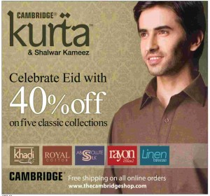 Cambridge kurta & Shalwar kameez 40% Discount Offer