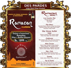 Des Pardes Islamabad Iftar Deal 2013 Buffet Menu Saidpur Village