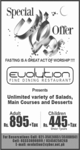 Evolution Restaurant Karachi Iftar Deal 2013 Buffet