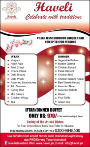 Haveli Islamabad Iftar Deal 2013 Buffet Dinner Menu