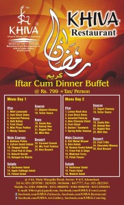 Khiva Restaurant Iftar Deal 2013 Islamabad Buffet Dinner Menu