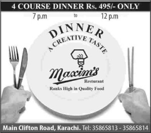 Maxim's Restaurant Karachi Iftar Dinner Offer 2013