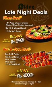 Olive Garden Islamabad Late Night Deals 2013 Ramadan Pizza / BBQ