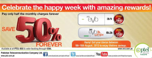 PTCL EVO 50% Off Discount Offer on 3G Monthly Charges