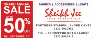 Sheikh Jee Home Furnishings Lahore Sale 2013 December