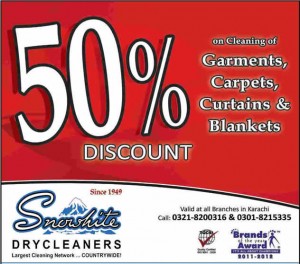 Snowhite Drycleaners Karachi Offer 2014