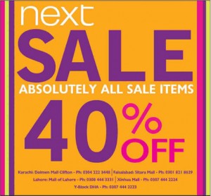 Next Clothing Pakistan Sale 2014 February