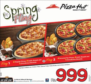 Pizza Hut Pakistan Spring Fling Deals 2014 April