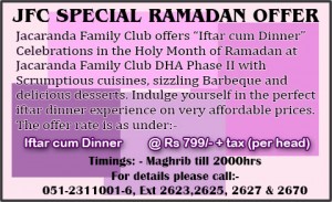 Jacaranda Club Iftar Deal 2014 DHA 2 Islamabad