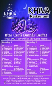 Khiva Restaurant Iftar Deal 2014 Islamabad Dinner Buffet Menu