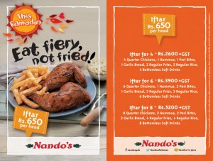 Nando's Iftar Deals 2014 Ramadan in Karachi, Lahore & Islamabad