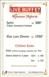 Salt n Pepper Grill Iftar Deal 2014 Lahore Dinner Sehri Buffet Detailed