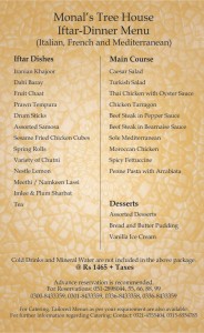 Monal Tree House Islamabad Iftar Buffet Dinner Deal 2015