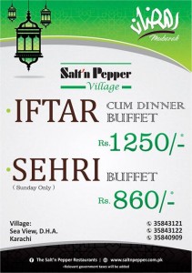 Salt n Pepper Village Karachi Iftar Deal 2015 Dinner  Sehri Buffet