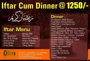 Olive Garden Islamabad Iftar Deal 2015